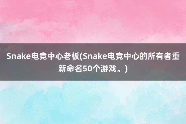 Snake电竞中心老板(Snake电竞中心的所有者重新命名50个游戏。)