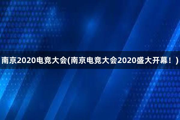 南京2020电竞大会(南京电竞大会2020盛大开幕！)