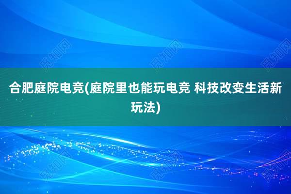 合肥庭院电竞(庭院里也能玩电竞 科技改变生活新玩法)