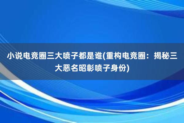 小说电竞圈三大喷子都是谁(重构电竞圈：揭秘三大恶名昭彰喷子身份)