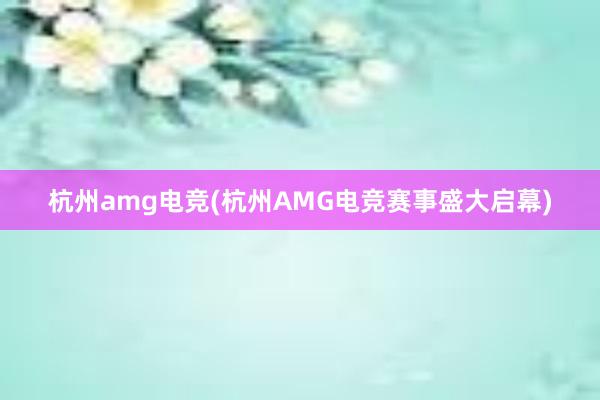 杭州amg电竞(杭州AMG电竞赛事盛大启幕)