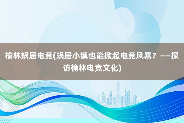 榆林蜗居电竞(蜗居小镇也能掀起电竞风暴？——探访榆林电竞文化)