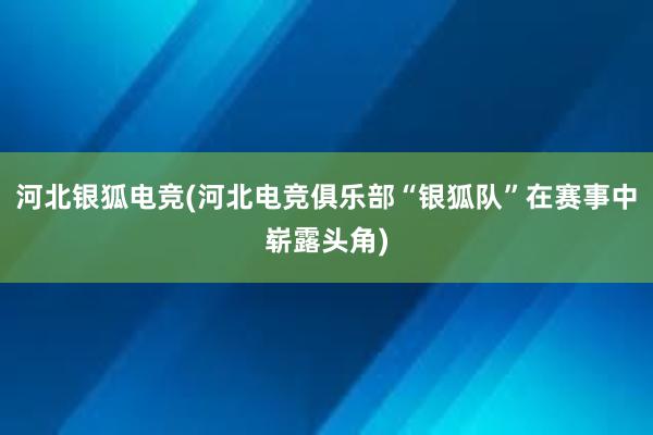 河北银狐电竞(河北电竞俱乐部“银狐队”在赛事中崭露头角)