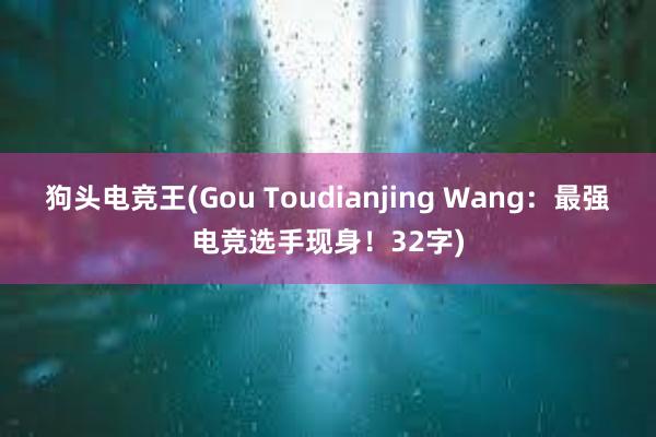 狗头电竞王(Gou Toudianjing Wang：最强电竞选手现身！32字)