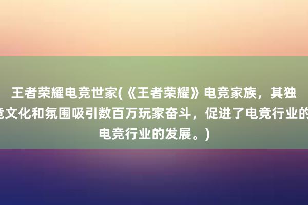 王者荣耀电竞世家(《王者荣耀》电竞家族，其独特的电竞文化和氛围吸引数百万玩家奋斗，促进了电竞行业的发展。)