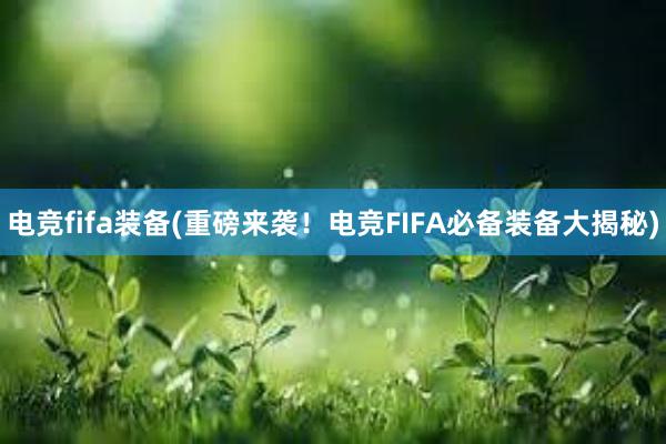 电竞fifa装备(重磅来袭！电竞FIFA必备装备大揭秘)