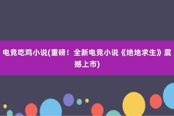 电竞吃鸡小说(重磅！全新电竞小说《绝地求生》震撼上市)