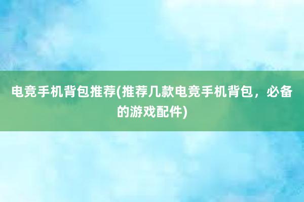 电竞手机背包推荐(推荐几款电竞手机背包，必备的游戏配件)