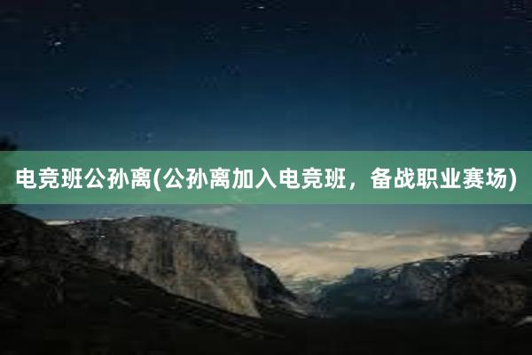 电竞班公孙离(公孙离加入电竞班，备战职业赛场)