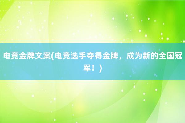 电竞金牌文案(电竞选手夺得金牌，成为新的全国冠军！)