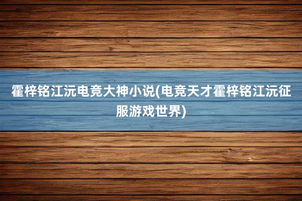 霍梓铭江沅电竞大神小说(电竞天才霍梓铭江沅征服游戏世界)