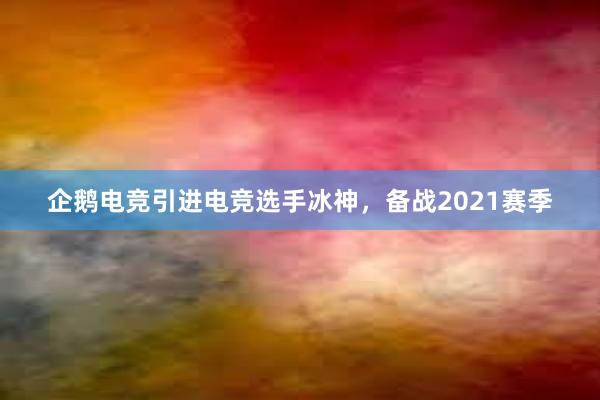 企鹅电竞引进电竞选手冰神，备战2021赛季