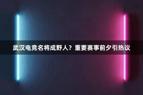 武汉电竞名将成野人？重要赛事前夕引热议