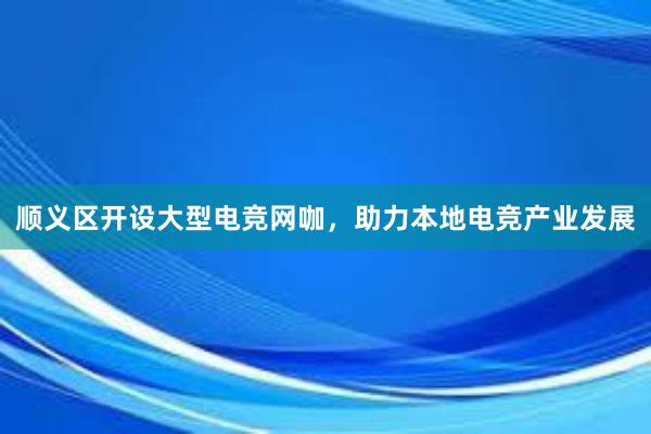 顺义区开设大型电竞网咖，助力本地电竞产业发展