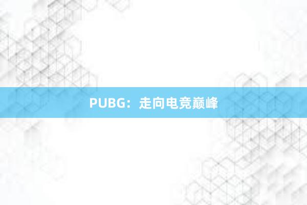 PUBG：走向电竞巅峰